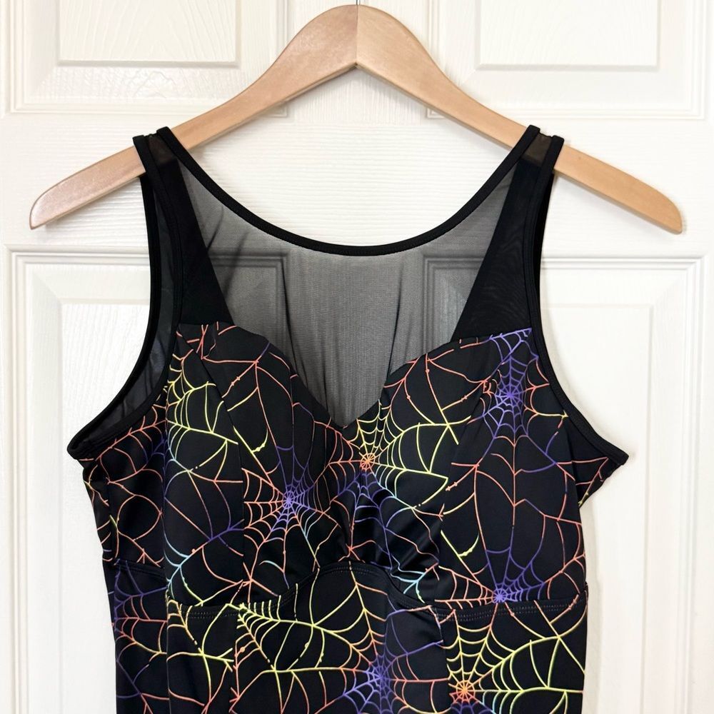 Torrid Rainbow Web Print Mesh High Neck One Piece Swimsuit Size 3X - Picture 2 of 11